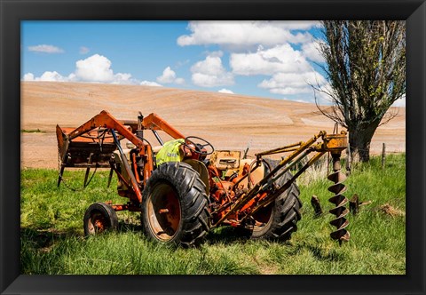 Framed Tractor Used For Fence Building, Washington Print