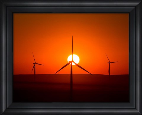 Framed Windmills At Sunset, Washington Print