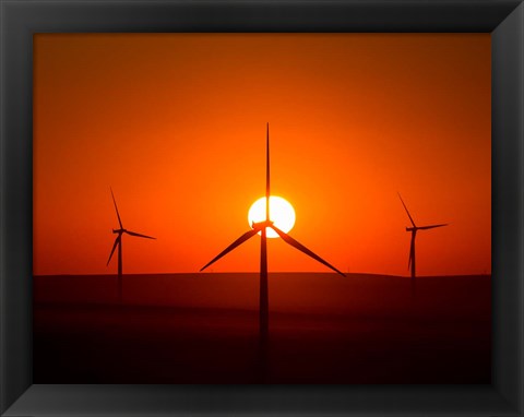 Framed Windmills At Sunset, Washington Print