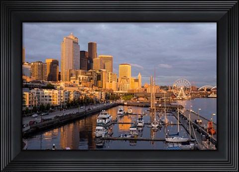 Framed Seattle Skyline From Pier 66, Washington Print
