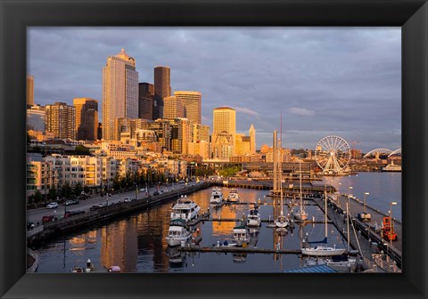 Framed Seattle Skyline From Pier 66, Washington Print