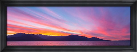 Framed Sunset Panoramic Over The Olympic Mountains And Hood Canal Print