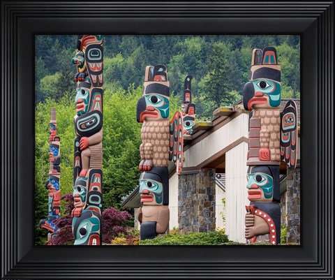Framed Jamestown Totem Art, Washington State Print