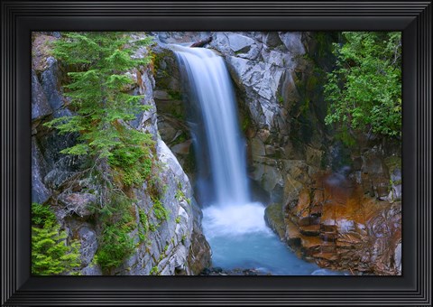 Framed Christine Falls, Mount Rainier National Park, Washington State Print