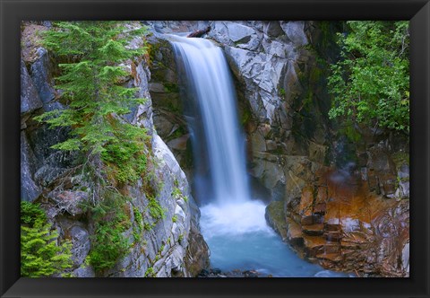 Framed Christine Falls, Mount Rainier National Park, Washington State Print
