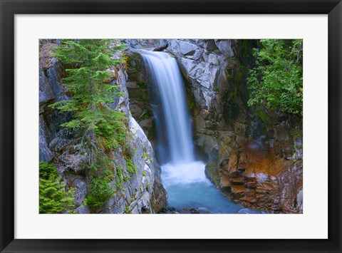 Framed Christine Falls, Mount Rainier National Park, Washington State Print