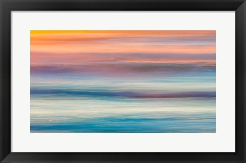 Framed Abstract Of Sunset And Ocean,, Cape Disappointment State Park Print