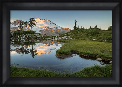 Framed Mt Baker Reflecting In A Tarn On Park Butte Print