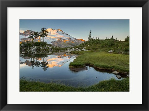 Framed Mt Baker Reflecting In A Tarn On Park Butte Print