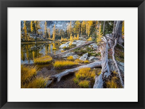 Framed Horseshoe Lake Landscape In The Alpine Lakes Wilderness Print