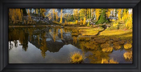 Framed Panorama Of Mt Stuart Reflects In A Tarn Near Horseshoe Lake Print