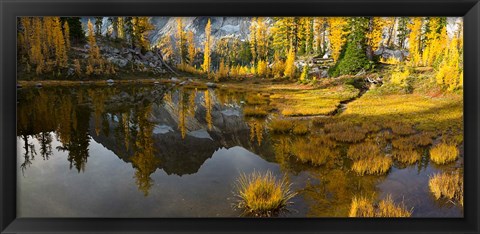 Framed Panorama Of Mt Stuart Reflects In A Tarn Near Horseshoe Lake Print