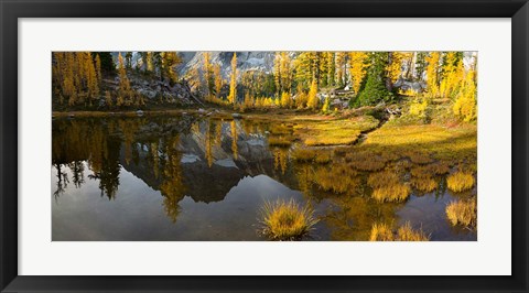 Framed Panorama Of Mt Stuart Reflects In A Tarn Near Horseshoe Lake Print