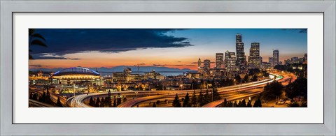 Framed Sweeping Sunset View Over Downtown Seattle Print
