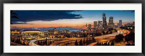 Framed Sweeping Sunset View Over Downtown Seattle Print