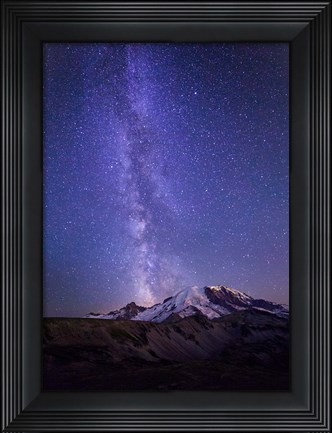 Framed Stars And The Milky Way Above Mt Rainier And Burroughs Mountain Print