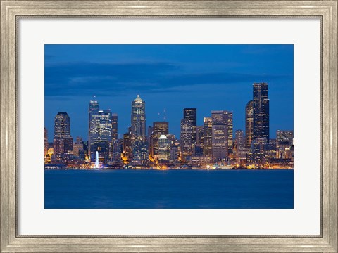 Framed Seattle Skyline View Over Elliott Bay Print