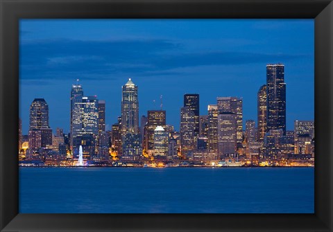 Framed Seattle Skyline View Over Elliott Bay Print