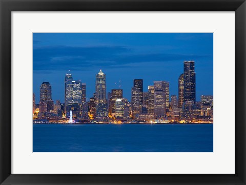 Framed Seattle Skyline View Over Elliott Bay Print