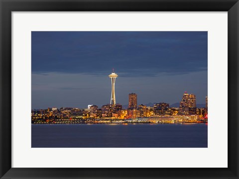 Framed Seattle Skyline At Dusk Print