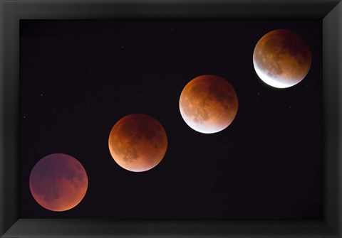 Framed Composite Of The Phases Of A Total Lunar Eclipse Print