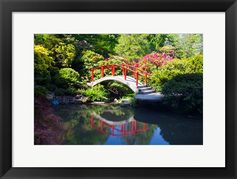 Framed Moon Bridge In The Kubota Gardensm Washington State Print