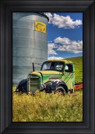 Framed Silo With Old Field Truck Print