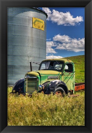 Framed Silo With Old Field Truck Print