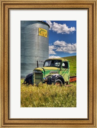 Framed Silo With Old Field Truck Print