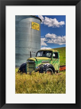 Framed Silo With Old Field Truck Print