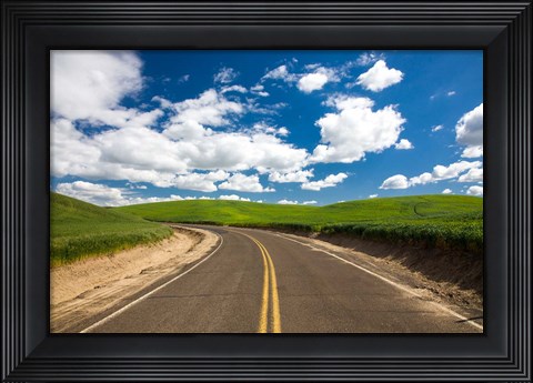 Framed Backroad Through The Green Fields Of Washington Print
