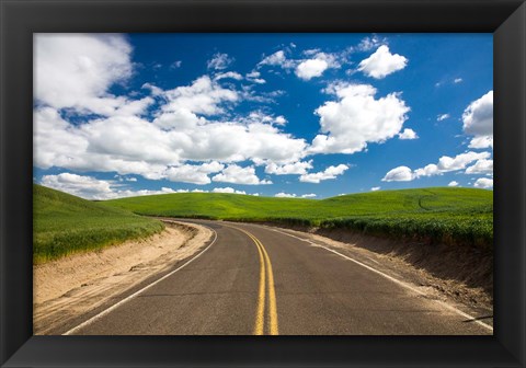 Framed Backroad Through The Green Fields Of Washington Print