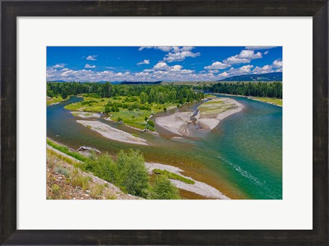 Framed Snake River Flowing Through Jackson Hole In Grand Teton National Park Print