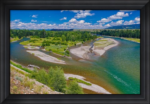 Framed Snake River Flowing Through Jackson Hole In Grand Teton National Park Print