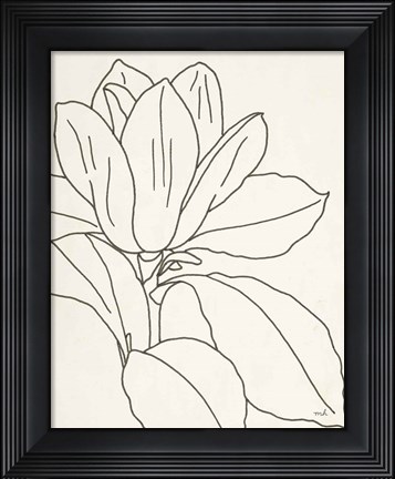 Framed Magnolia Line Drawing v2 Crop Print