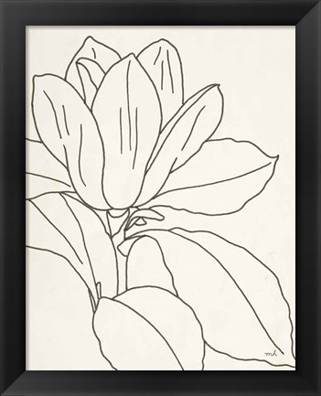 Framed Magnolia Line Drawing v2 Crop Print