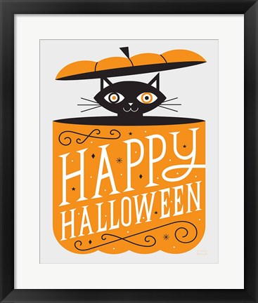 Framed Festive Fright Cat Print