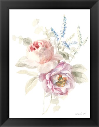 Framed Cottage Garden V on White Print