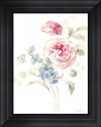 Framed Cottage Garden II on White Print
