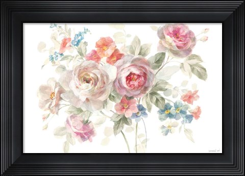 Framed Cottage Garden I on White Print