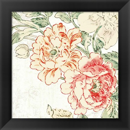 Framed Cottage Roses V Print