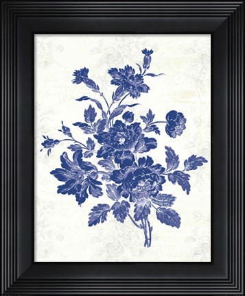 Framed Toile Roses IX Print