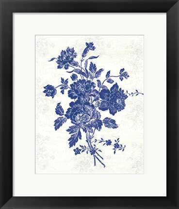 Framed Toile Roses VIII Print