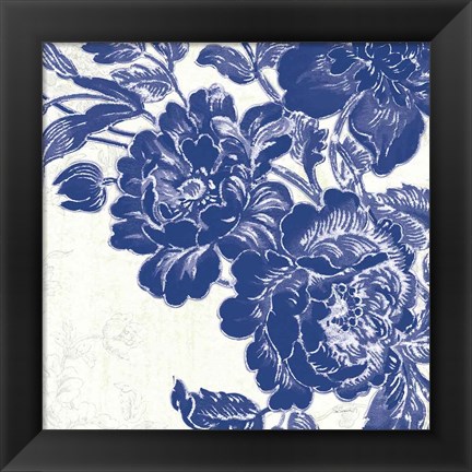 Framed Toile Roses V Print