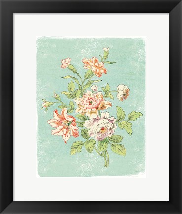 Framed Cottage Roses IX Bright Print