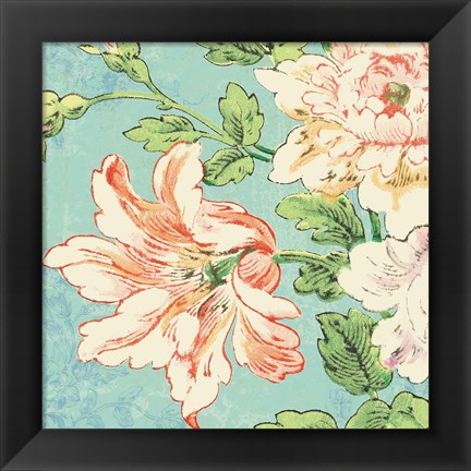 Framed Cottage Roses VII Bright Print