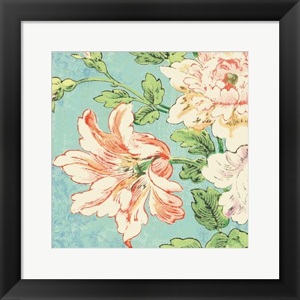 Framed Cottage Roses VII Bright Print