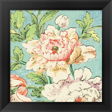 Framed Cottage Roses VI Bright Print