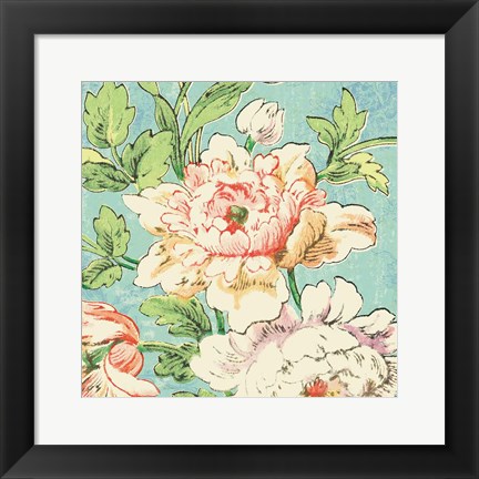 Framed Cottage Roses VI Bright Print