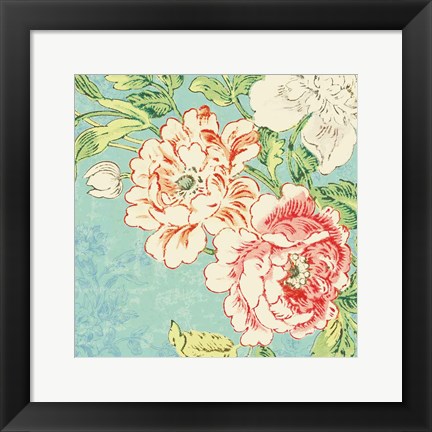 Framed Cottage Roses V Bright Print